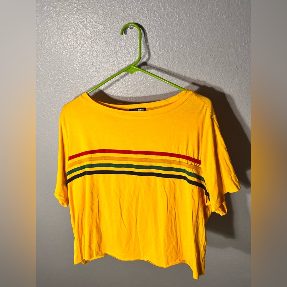 Fashion Nova Rainbow Stripe Crop Top